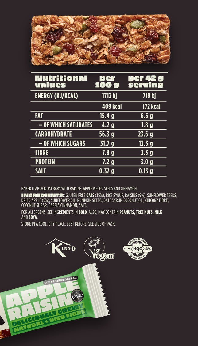 APPLE & RAISIN GUT-FRIENDLY OAT BARS TASTER PACK (3 PACK)